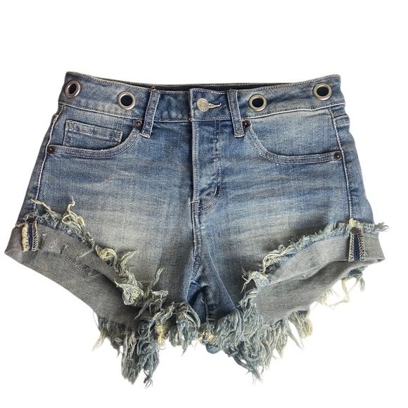 Altar'd State Pants - Altar’d State Size 25 Cut Off Denim Shorts Distressed Grommets Button Fly Grunge